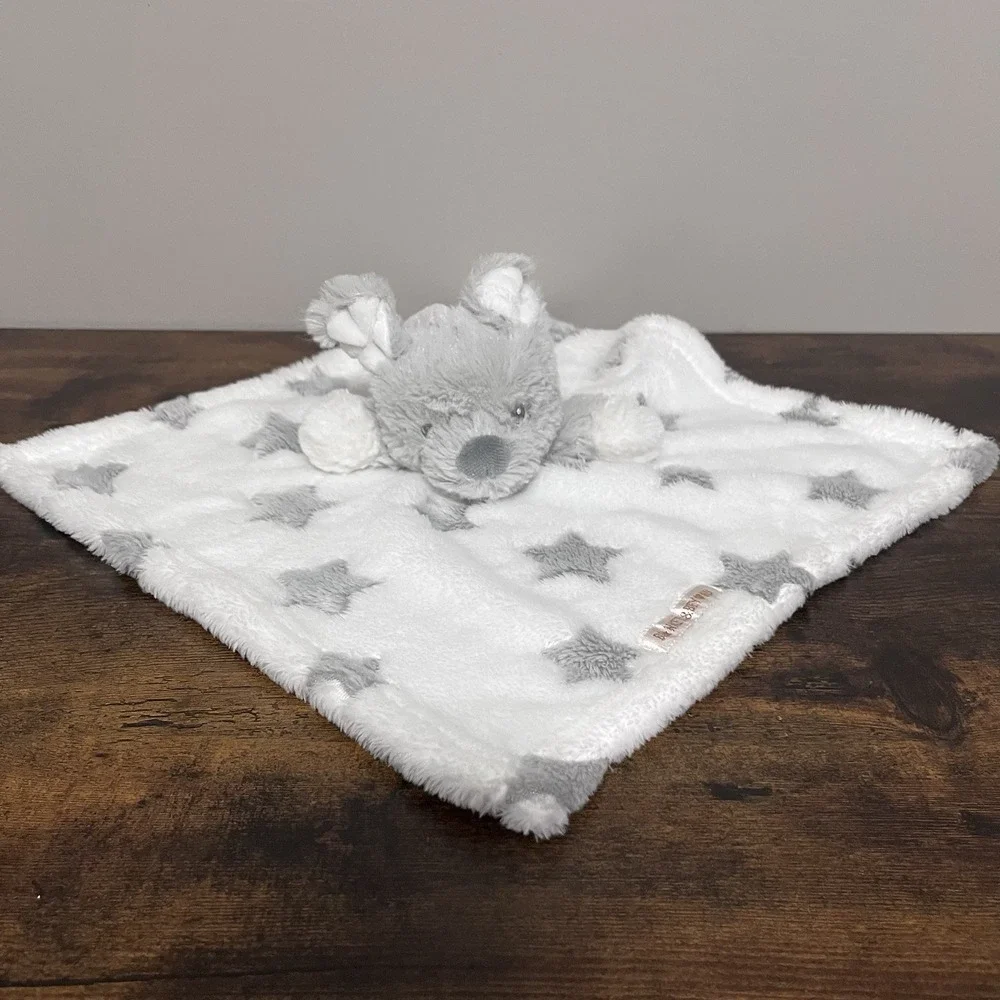 Blankets and Beyond Puppy Dog Lovey White With Gray Stars
